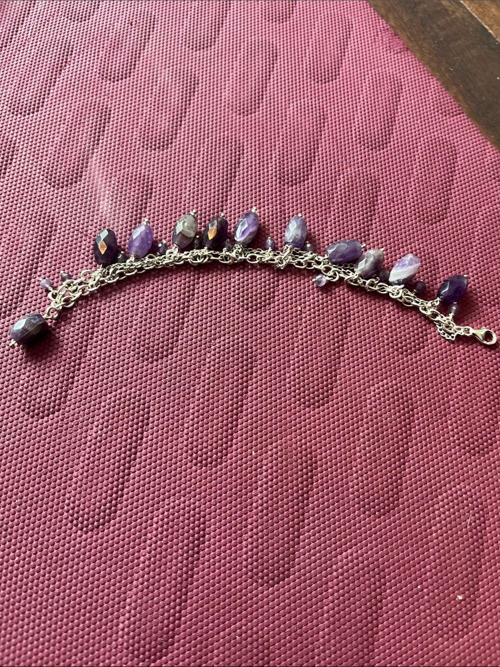Genuine Sterling silver amythyst Beaded Charm Bracelet- gorgeous